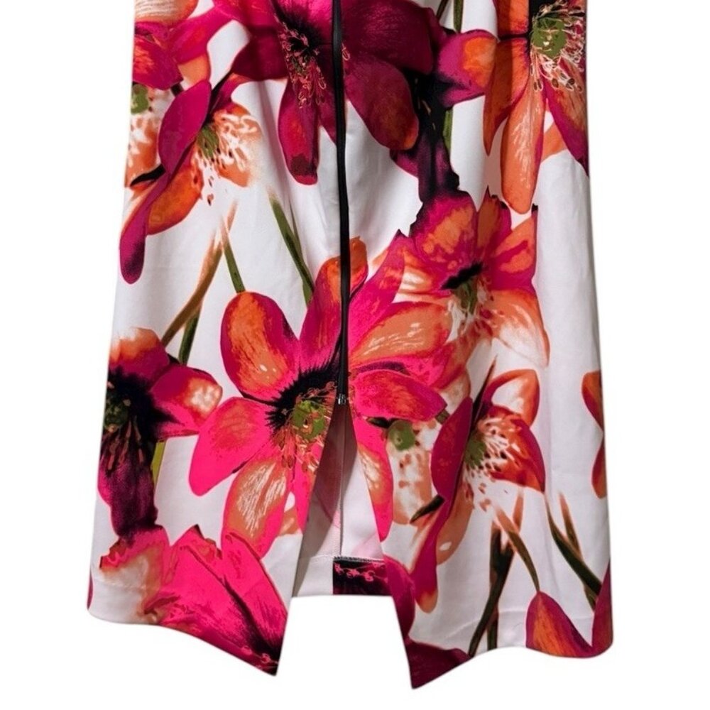 Worthington Women Size 18W Pencil Skirt Career Casual Colorful Floral Summer Zip - Picture 2 of 8
